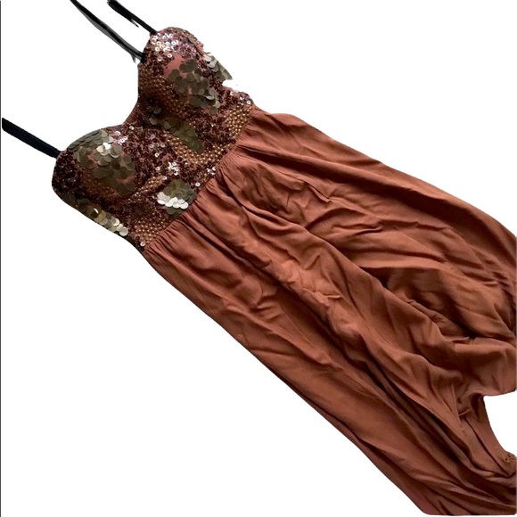 One Teaspoon Bronze Sequin Beaded Bustier Harem Balloon Pant Jumpsuit - Picture 4 of 7